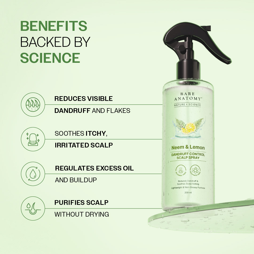 Neem & Lemon Dandruff Control Scalp Spray - 200 ml | Pack of 2