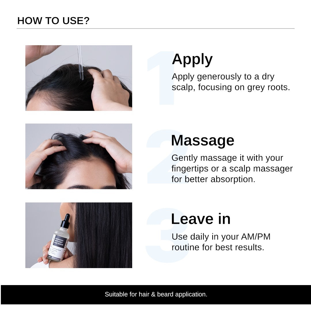 Advanced Anti-Grey Hair Serum with Silverfree Peptide, Rosemary & Biotin - 50 ml | Pack of 2
