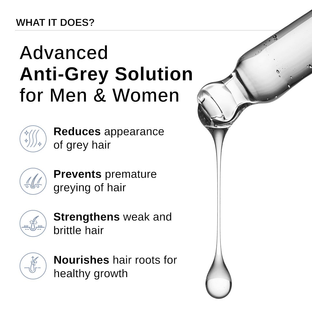 Advanced Anti-Grey Hair Serum with Silverfree Peptide, Rosemary & Biotin - 50 ml | Pack of 2