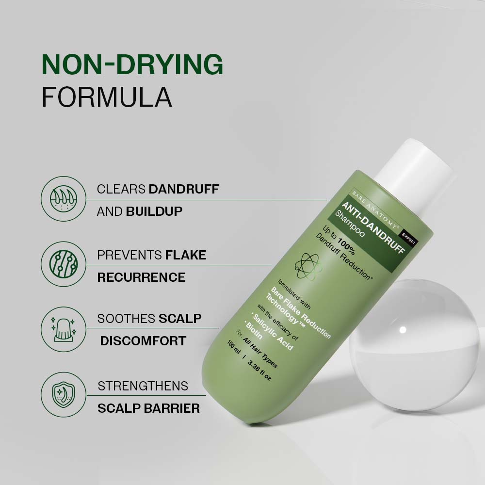 Anti Dandruff Shampoo with Salicylic Acid, Piroctone Olamine & Biotin - 100 ml | Pack of 2