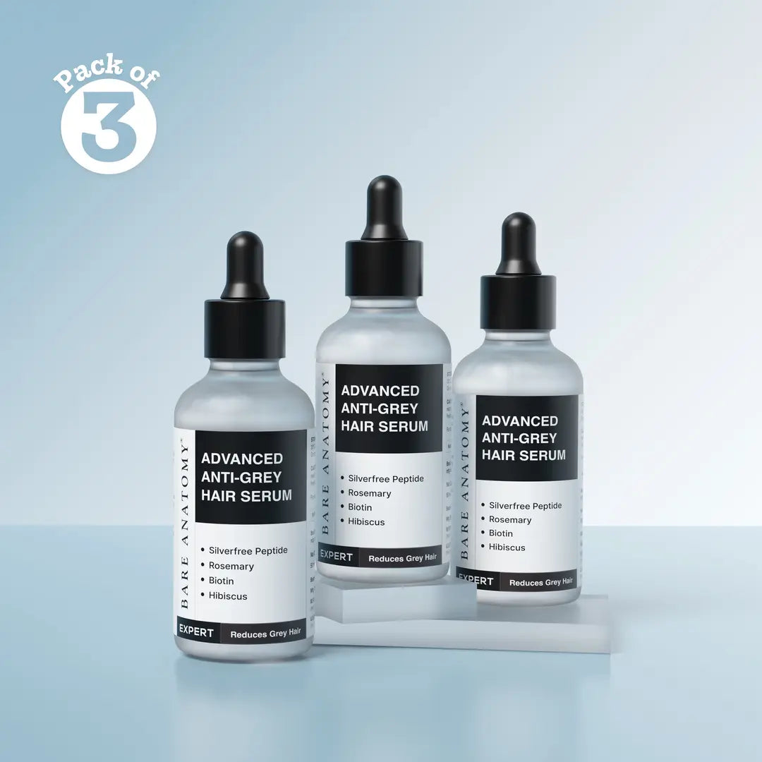 Advanced Anti-Grey Hair Serum with Silverfree Peptide, Rosemary & Biotin - 50 ml | Pack of 3
