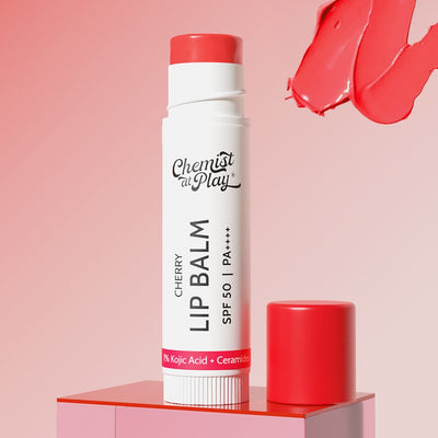 Chemist At Play Cherry Lip Balm for Chapped & Pigmented Lips | SPF 50 PA++++ & Kojic Acid | 4.5 gm
