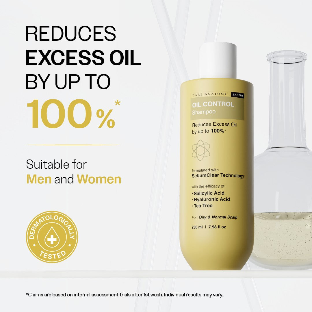 Oil Control Shampoo with Salicylic Acid, Hyaluronic Acid & Tea Tree for Oily Scalp - 236 ml | Pack of 2